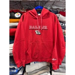 Vintage Y2K Dale Earnhardt Jr. Red Crewneck Sweatshirt Size XL Boxy Fit